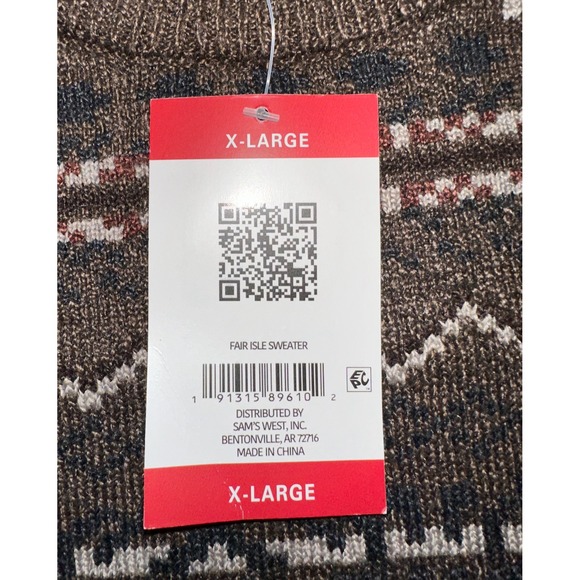 Lands' End Fair Isle Sweater Men XL Brown New Crew Neck Knit Grandpa Old Money - Picture 3 of 8